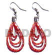 Natural Dangling Looped Red Cut Beads BFJ5466ER Shell Beads Shell Jewelry Glass Beads Earrings