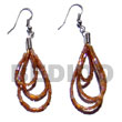 Natural Dangling Looped Brown Cut BFJ5467ER Shell Beads Shell Jewelry Glass Beads Earrings