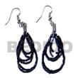 Natural Dangling Looped Black Cut BFJ5468ER Shell Beads Shell Jewelry Glass Beads Earrings