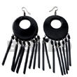 Natural Dangling 50mm Round Natural BFJ5524ER Shell Beads Shell Jewelry Wooden Earrings