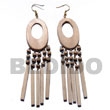 Natural Dangling 45mmx30mm Oval BFJ5525ER Shell Beads Shell Jewelry Wooden Earrings