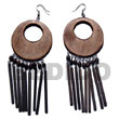 Natural Dangling 50mm Round Natural BFJ5526ER Shell Beads Shell Jewelry Wooden Earrings