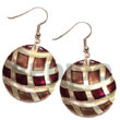 Natural Dangling 35mm Round Kabibe BFJ5532ER Shell Beads Shell Jewelry Hand Painted Earrings