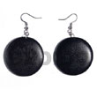 Natural Dangling Round 32mm natural Wood In Black