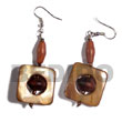 Natural Dangling 25mmx25mm Square BFJ5605ER Shell Beads Shell Jewelry Shell Earrings