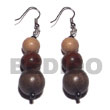 Natural Dangling Round Natural Wood BFJ5614ER Shell Beads Shell Jewelry Wooden Earrings