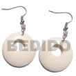 Natural Dangling Round 35mm Carabao BFJ5660ER Shell Beads Shell Jewelry Bone Earrings