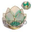 Natural Lotus Candle Holder Green White Capiz Shells