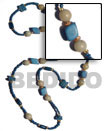 Natural Blue Wood Beads / Coco Square Cut