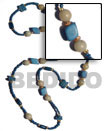 Natural Blue Wood Beads   Coco Square BFJ1866NK Shell Beads Shell Jewelry Long Endless Necklace