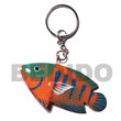 Natural Fish Handpainted Wooden Keychain