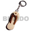 Natural Natural 60mmx25mm Polished Wooden Beach Slipper W/ Flower Accent Keychain W/ Strings Wooden Accessory Shell Products Shell Beads Shell Jewelry
