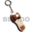 Natural Natural 65mmx28mm Polished Wooden Beach Sandals Keychain W/ Strings  Wooden Accessory Shell Products Shell Beads Shell Jewelry