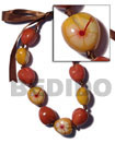 Wooden Imitation Kukui Nut Choker / Red