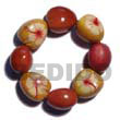 Natural Elastic 8 Pcs. Wooden BFJ5184BR Shell Beads Shell Jewelry Wooden Imitation Kukui Nuts