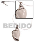 Natural plain white rubber cord with white canarium pendant