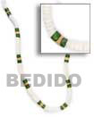 Natural White Shell   Green And BFJ036NK Shell Beads Shell Jewelry Shell Necklace