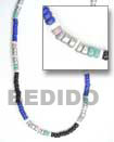 Natural Silver   Light And Dark Blue BFJ063NK Shell Beads Shell Jewelry Natural Color Necklace