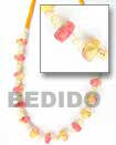 Natural Yellow   Pink Coco Flower BFJ075NK Shell Beads Shell Jewelry Natural Color Necklace