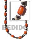 Natural Orange Buri Tube Necklace BFJ105NK Shell Beads Shell Jewelry Seeds Beads Necklace