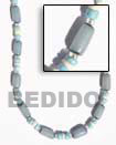 Natural Turquoise Blue Buri Seed Tube Necklace