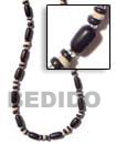 Natural Buri Black Tube W/ Beads Necklace