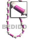 Natural Pastel Wood Tube Alternate Necklace