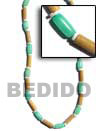 Natural Bamboo Tube   Pastel Green BFJ287NK Shell Beads Shell Jewelry Pastel Wood Necklace