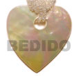 Natural Heart MOP W/ Large Hole 50mm Pendants