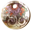 Natural Round 40mm mother of pearl   Handpainted BFJ5271P Shell Beads Shell Jewelry Hand Painted Pendant