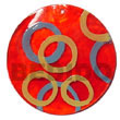Natural Round Red 50mm Capiz Shell   BFJ5367P Shell Beads Shell Jewelry Hand Painted Pendant