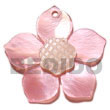 Natural 45mm Pink Hammershell Flower W/ Carved Hammershell