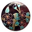Natural Natural ROUND 40MM BLACKTAB W/ HANDPAINTED DESIGN - FLORAL / EMBOSSED Maki-e Japanese Art Of Painting Makie Wooden Accessory Shell Products Shell Beads Shell Jewelry