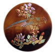 Natural Natural ROUND 40MM BLACKTAB W/ HANDPAINTED DESIGN - FLORAL / EMBOSSED Maki-e Japanese Art Of Painting Makie Wooden Accessory Shell Products Shell Beads Shell Jewelry
