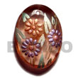 Natural Natural OVAL 35MMX25MM TRANSPARENT BROWN RESIN W/ HANDPAINTED DESIGN - FLORAL / EMBOSSED Maki-e Japanese Art Of Painting Makie Wooden Accessory Shell Products Shell Beads Shell Jewelry