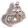 Natural White turbo shell molten silver metal pendant