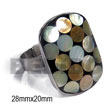 Natural ring adjustable metal rectangular brown lip circles on