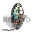 Natural hot hippie ring adjustable metal oval embossed laminated