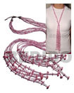 Natural Scarf Necklace - 6 Rows Pink/white Cut