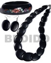 Natural stained black wood jewelry set