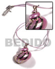 2 rows lilac jelly cord with pink turbo shell pendant