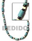 Natural Turquoise Blue Wood Tube Necklace